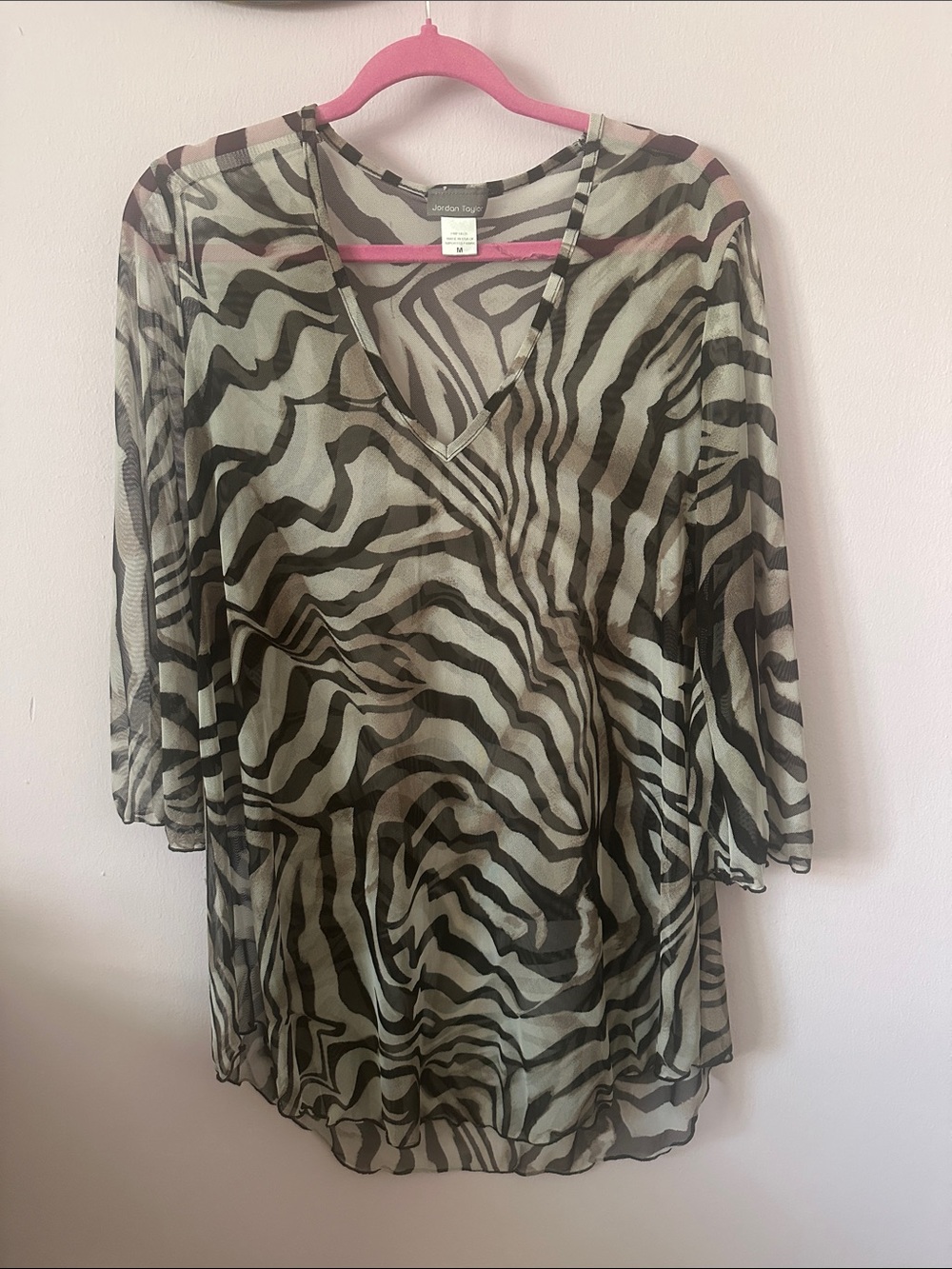 Jordan Taylor Black and Cream Zebra-Print Swim Coverup